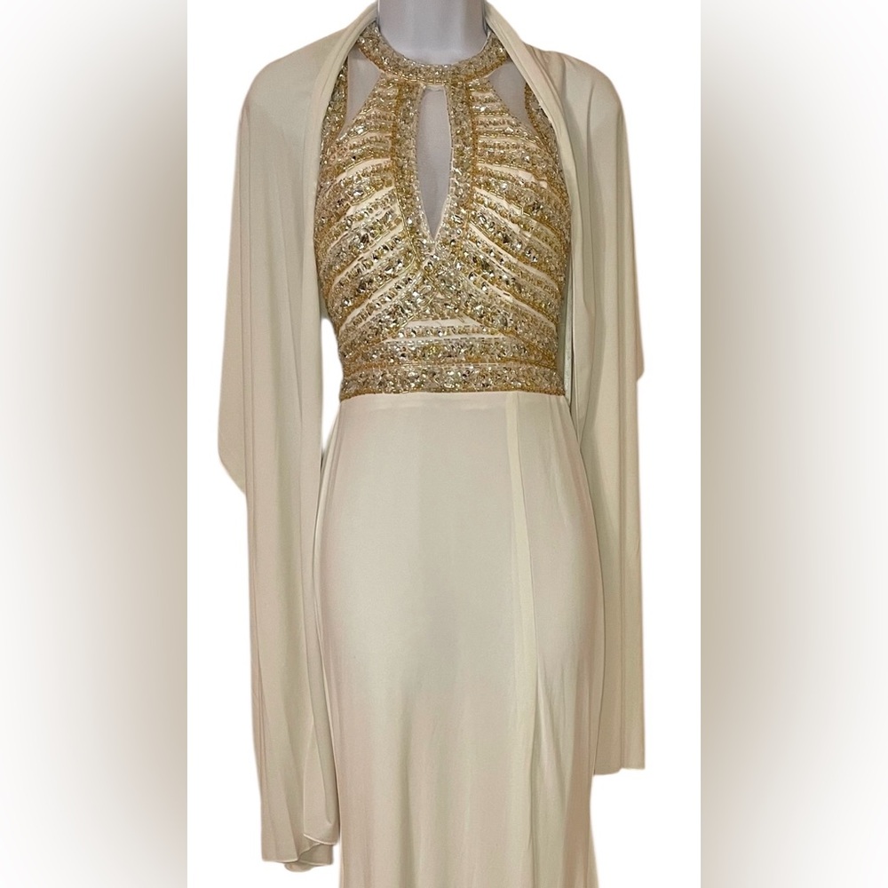 Aspeed Cream Long Sleeve Plunge Gown
